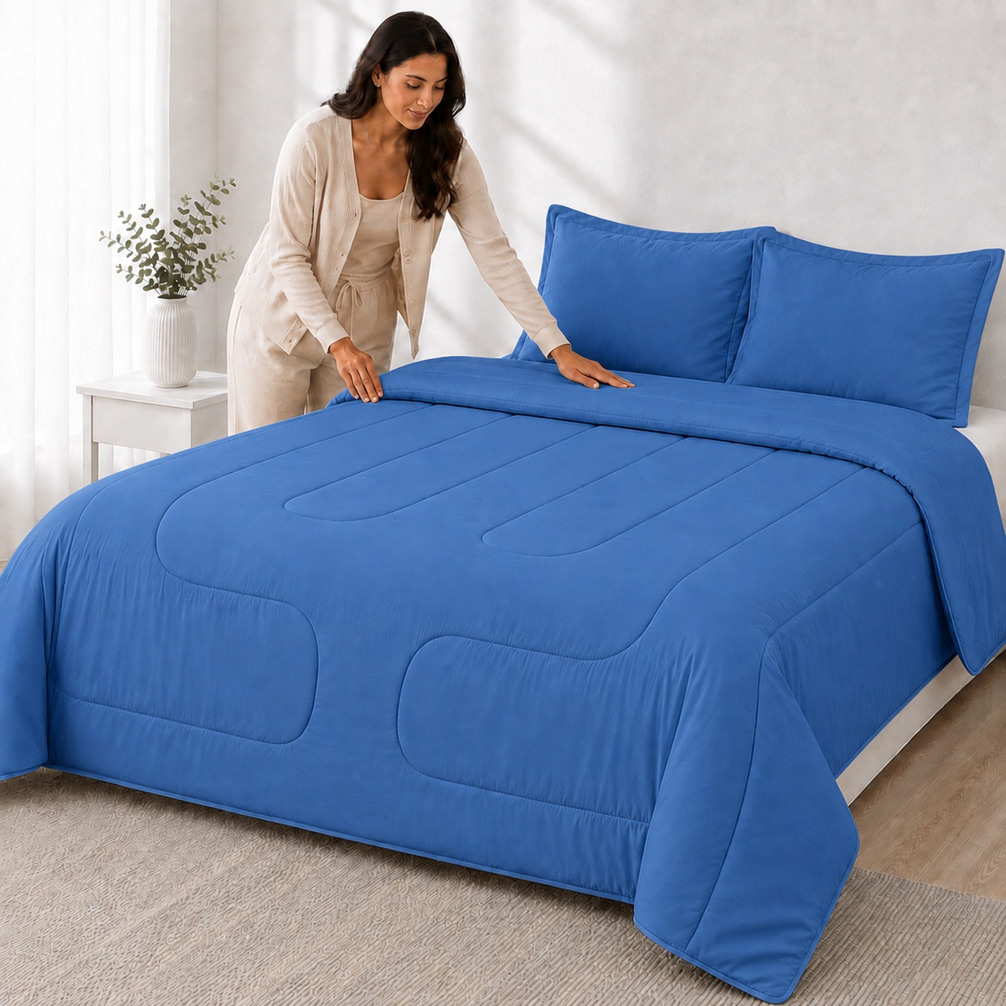 EDREDÓN 150 HILOS ALGODÓN CONFORT / AZUL ARLIN - 5