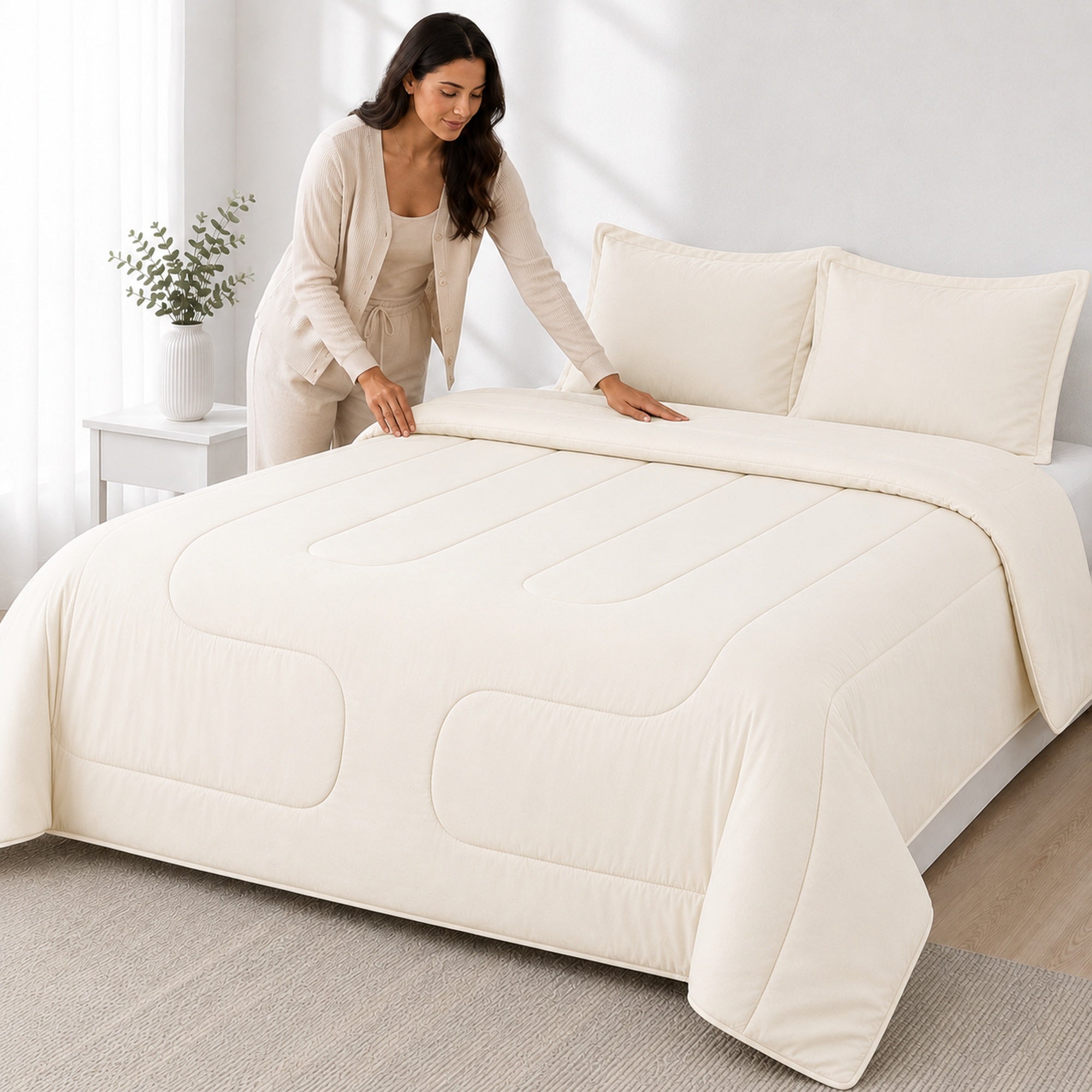 EDREDÓN 150 HILOS ALGODÓN CONFORT / CREMA ARLIN - 5