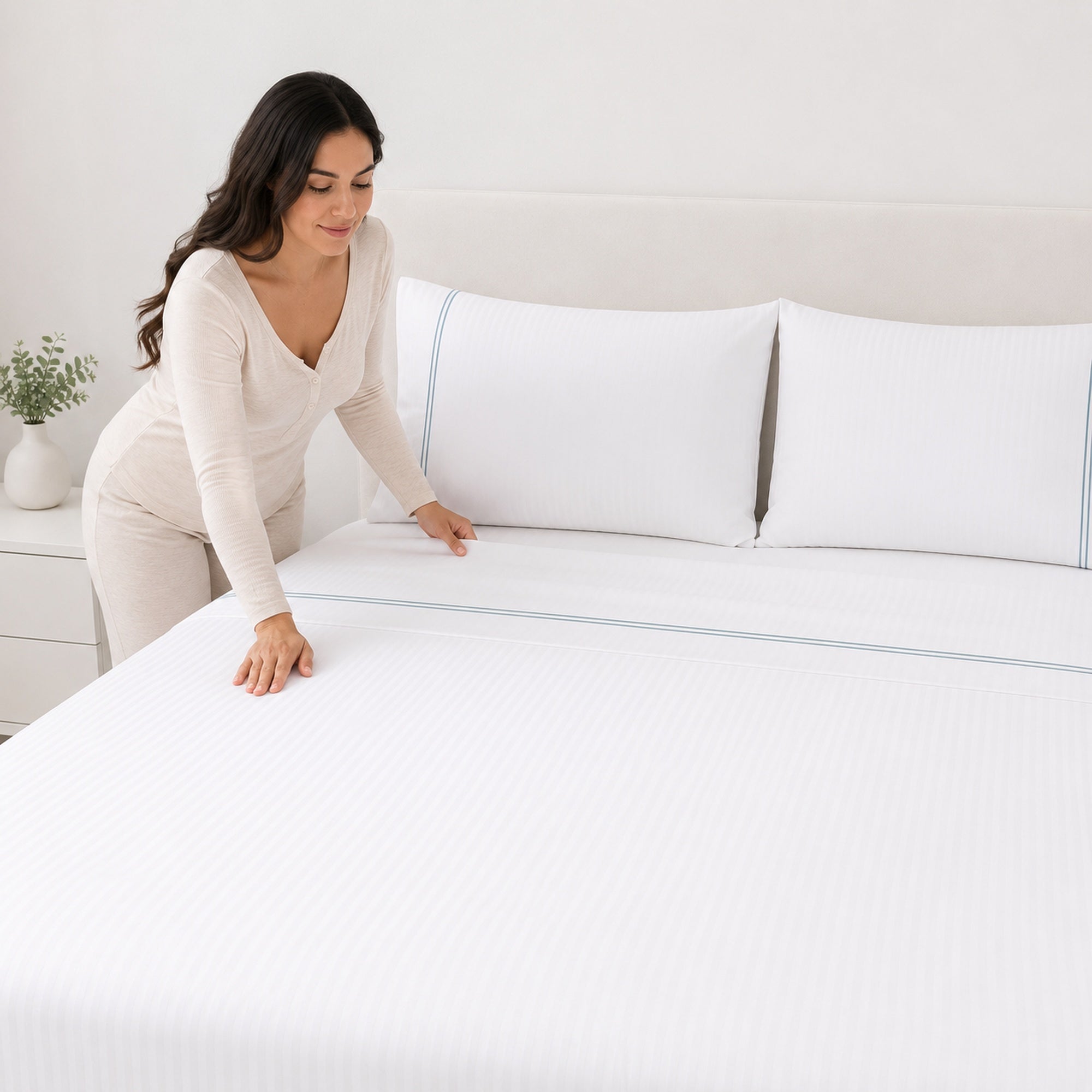 JUEGO DE SÁBANAS 300 HILOS PIMA COTTON PREMIUM / LÍNEAS SATINADAS ARLIN - 5