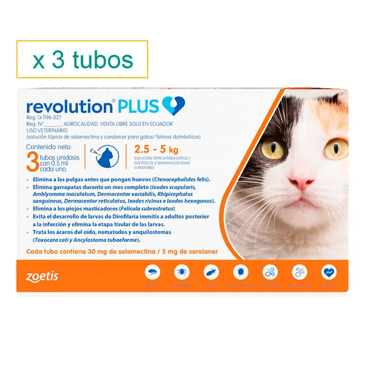 REVOLUTION PLUS2.5–5 KG – PIPETA ANTIPARASITARIA GATOS MEDIANOS - 1