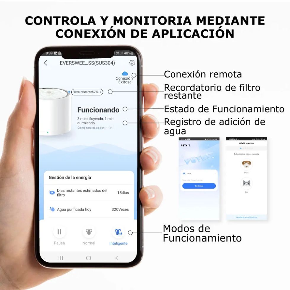 FUENTE DE AGUA PARA MASCOTAS PETKIT - BLANCO - 7