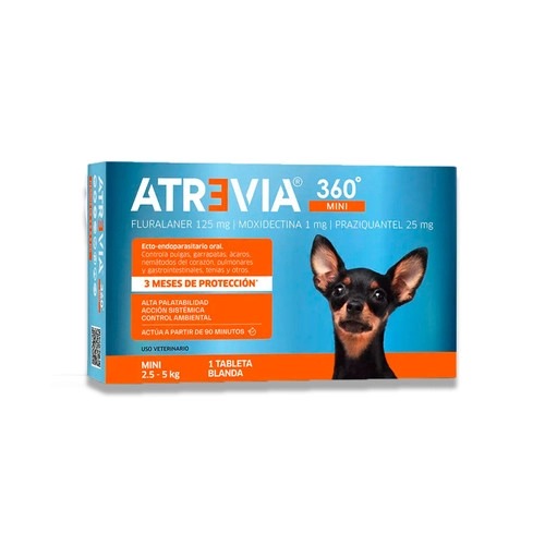 ANTIPARASITARIO ORAL ATREVIA 360° MINI PARA PERROS 2.5–5 KG - 1