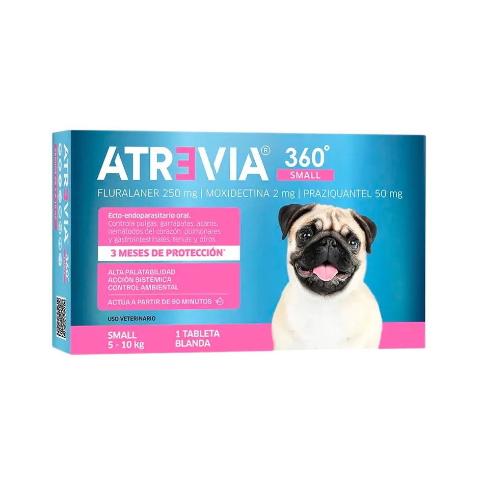 ANTIPARASITARIO ORAL ATREVIA 360° SMALL PARA PERROS 5–10 KG - 1