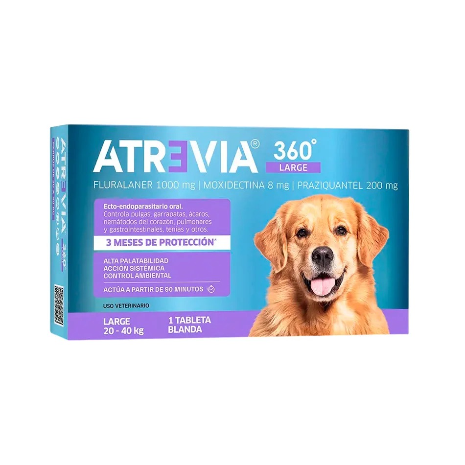 ANTIPARASITARIO ATREVIA 360° LARGE TABLETA COMESTIBLE PARA PERROS 20–40 KG - 1