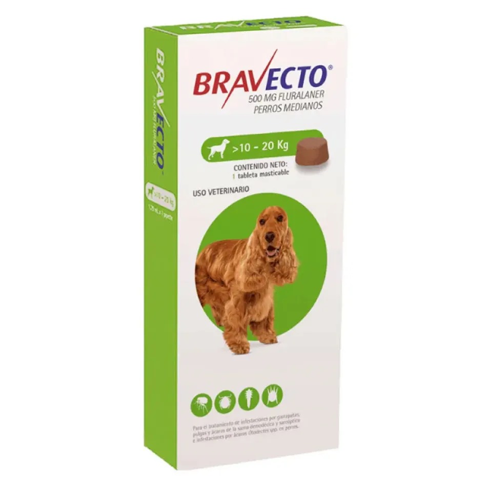 BRAVECTO PERRO MEDIANO 10–20 KG – ANTIPULGAS Y GARRAPATAS MASTICABLE 3 MESES - 1
