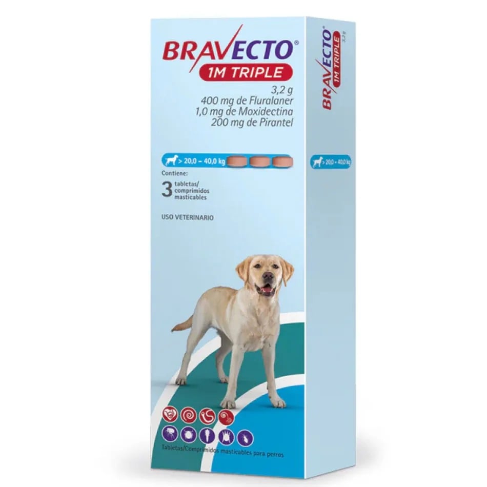 BRAVECTO TRIPLE MEDIUM 20-40 KG – ANTIPULGAS Y ANTIPARASITARIO - 1