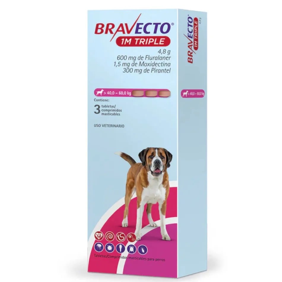 BRAVECTO TRIPLE LARGE 40-60 KG – ANTIPULGAS Y ANTIPARASITARIO - 1