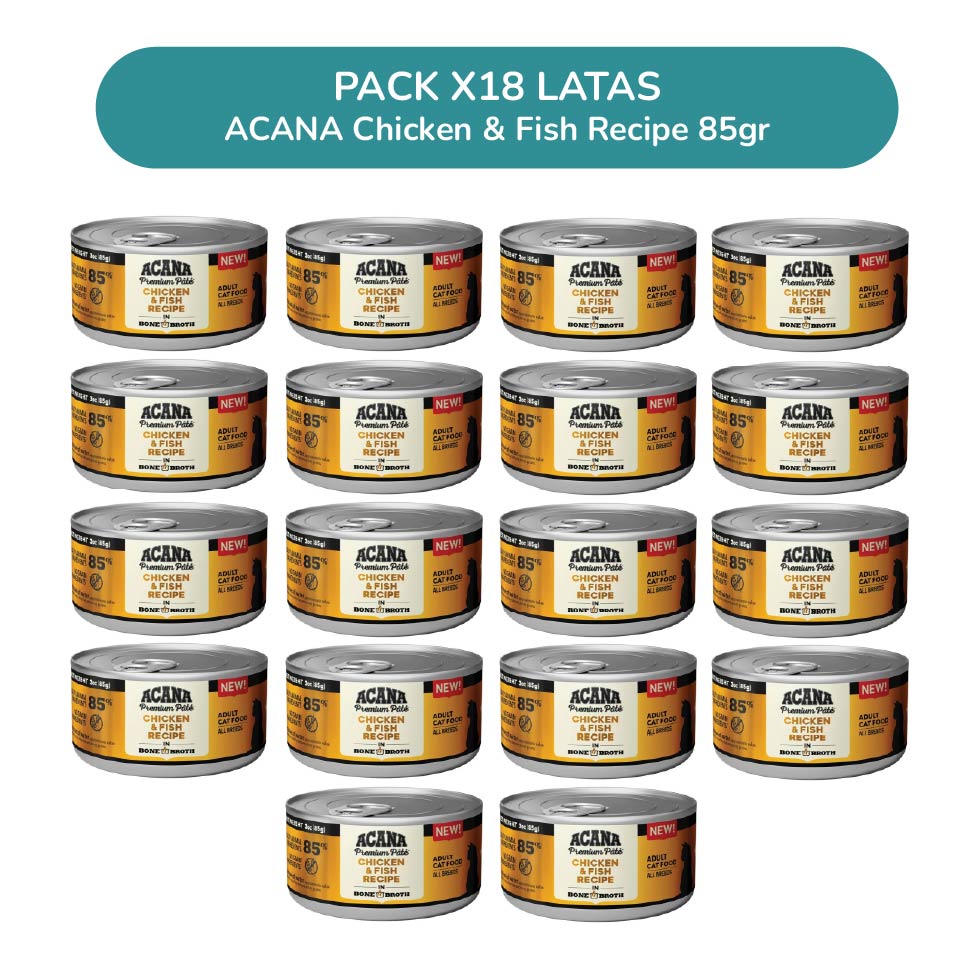 ACANA PREMIUM PATÉ POLLO Y PESCADO GATO PACK 18 LATAS 85G - 1