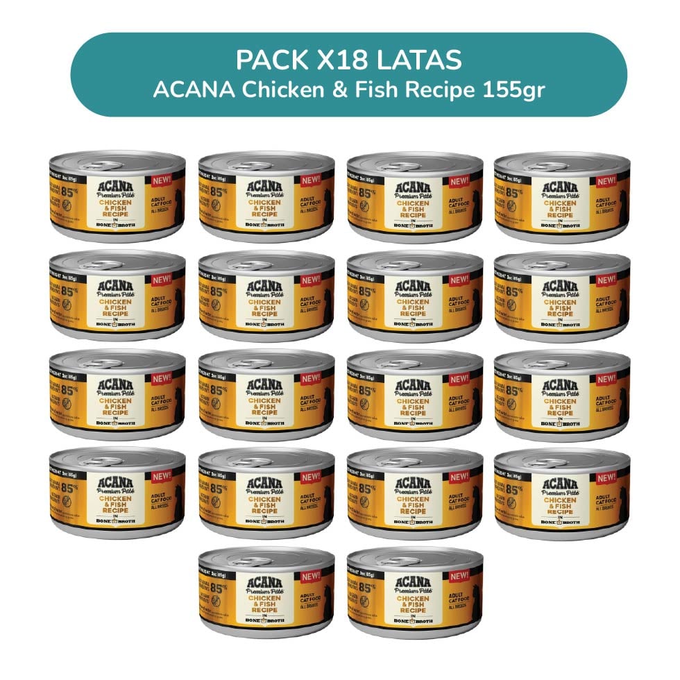 ACANA PREMIUM PATÉ POLLO Y PESCADO GATO PACK 18 LATAS 155G - 1