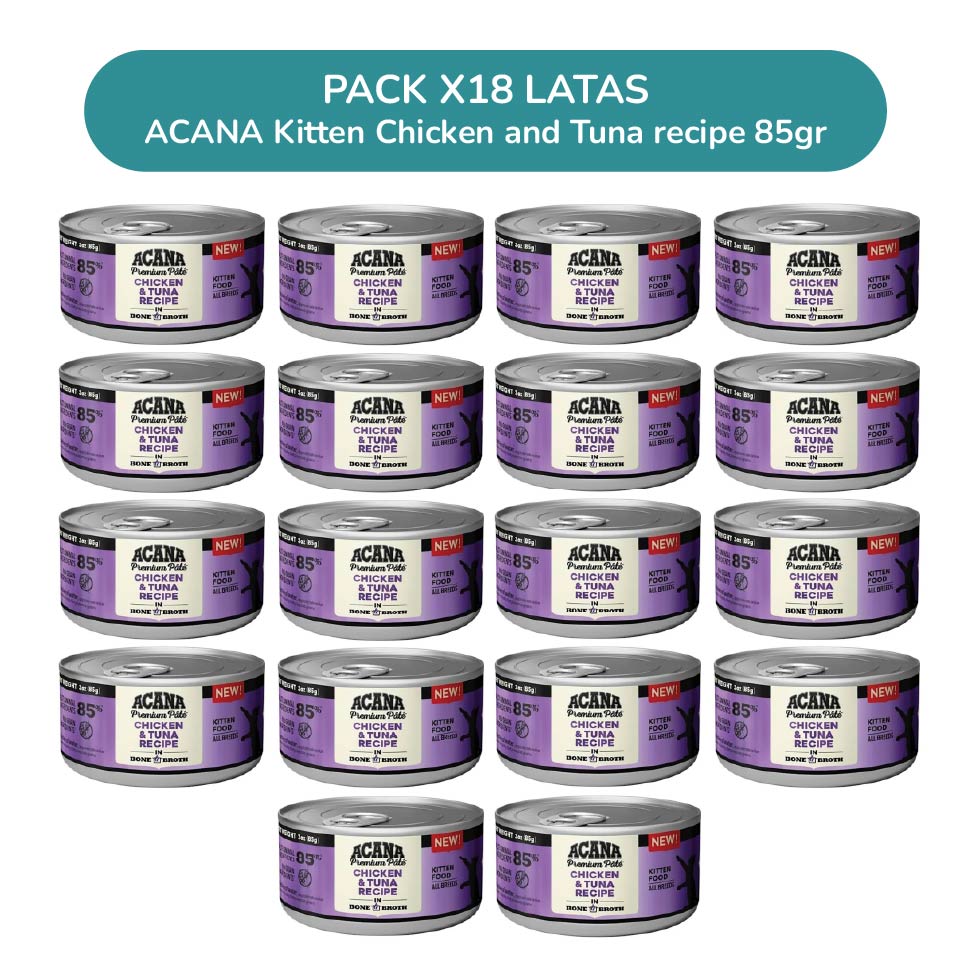 ACANA PREMIUM PATÉ KITTEN POLLO Y ATÚN PACK 18 LATAS 85G - 1