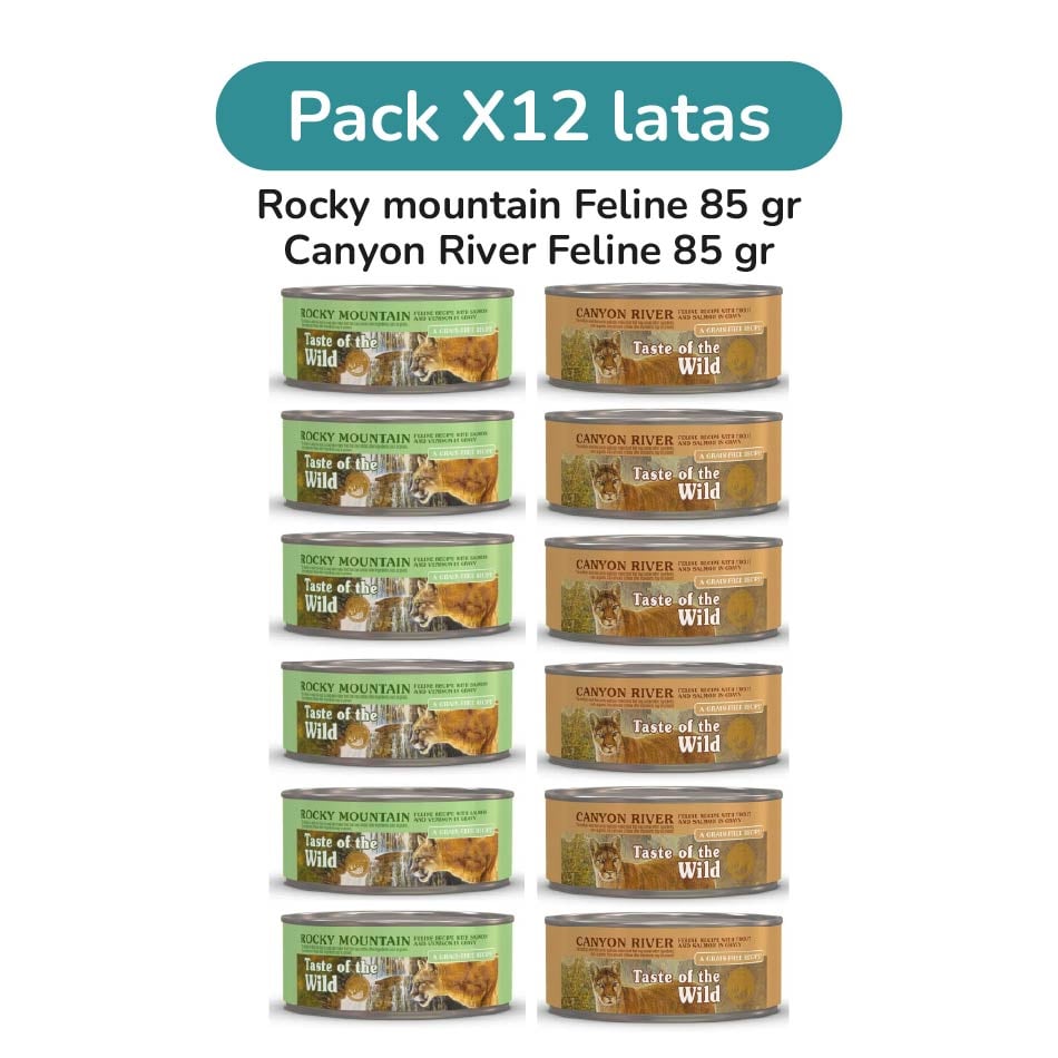 PACK TASTE OF THE WILD PACK MIXTO GATOS 12 LATAS 85G ROCKY MOUNTAIN Y CANYON RIVER - 1