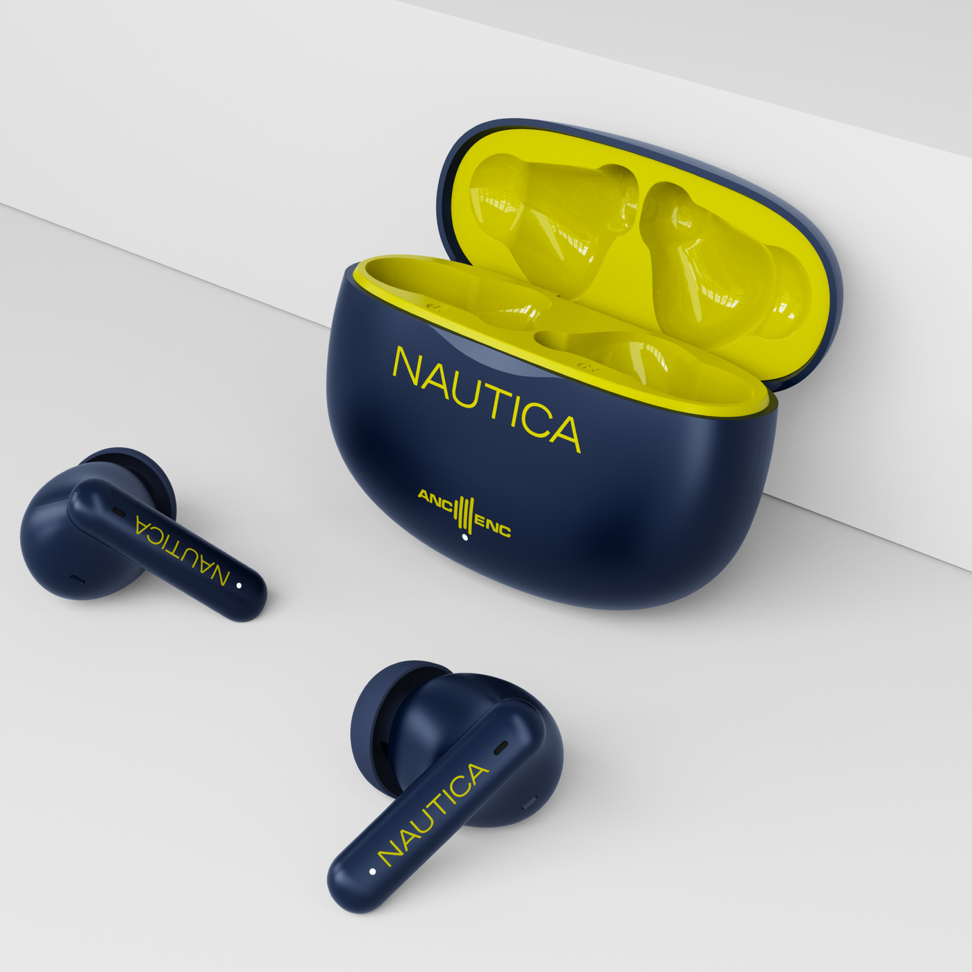 AUDÍFONOS INALÁMBRICOS NAUTICA NOISE CANCELLING ANC+ENC T680 AMARILLO-NAVY - 2