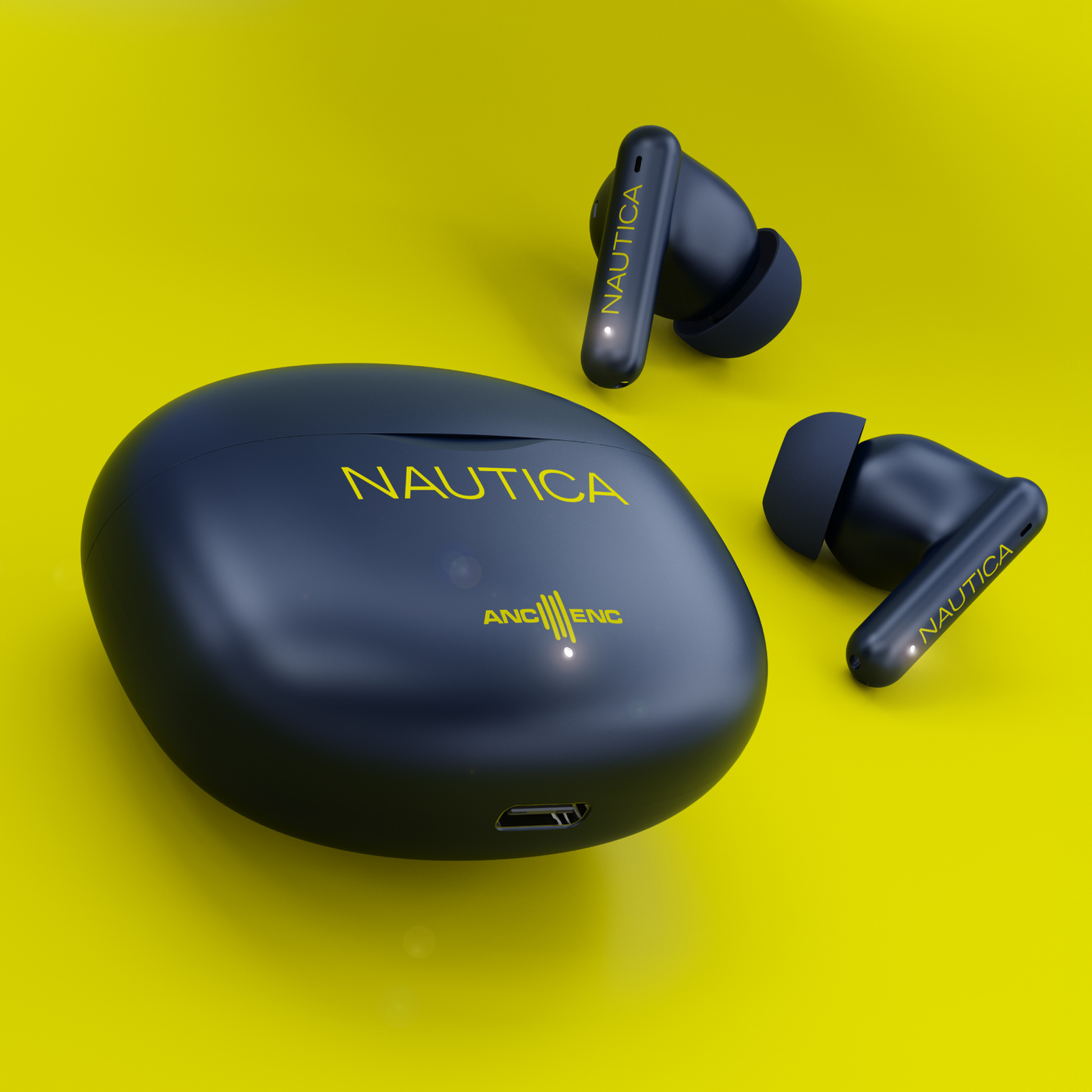 AUDÍFONOS INALÁMBRICOS NAUTICA NOISE CANCELLING ANC+ENC T680 AMARILLO-NAVY - 3