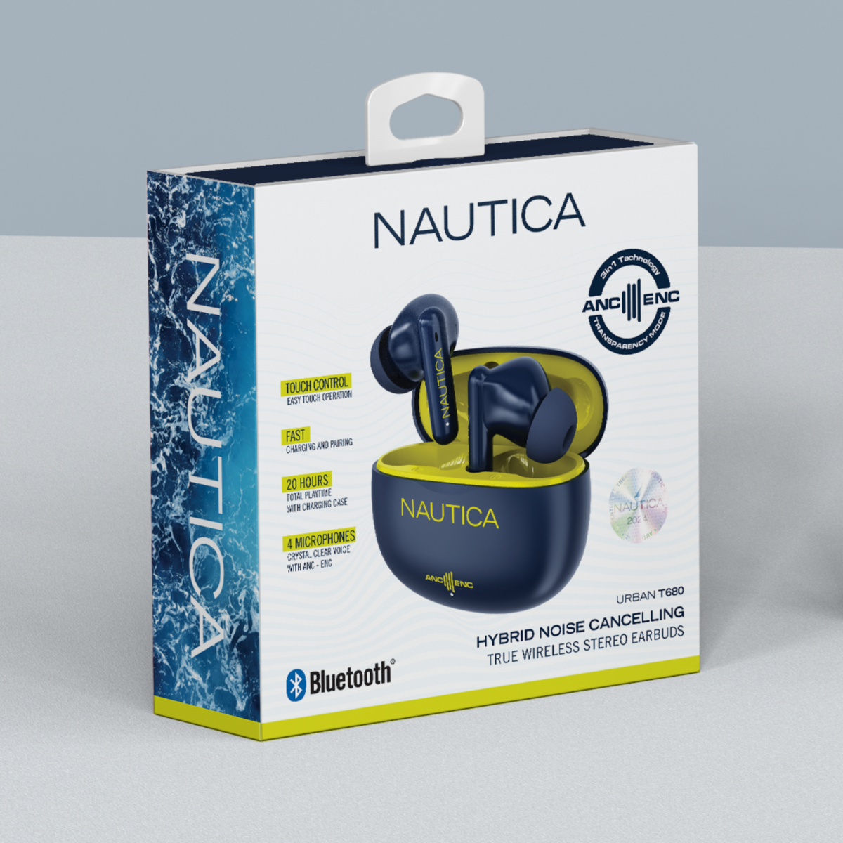 AUDÍFONOS INALÁMBRICOS NAUTICA NOISE CANCELLING ANC+ENC T680 AMARILLO-NAVY - 4