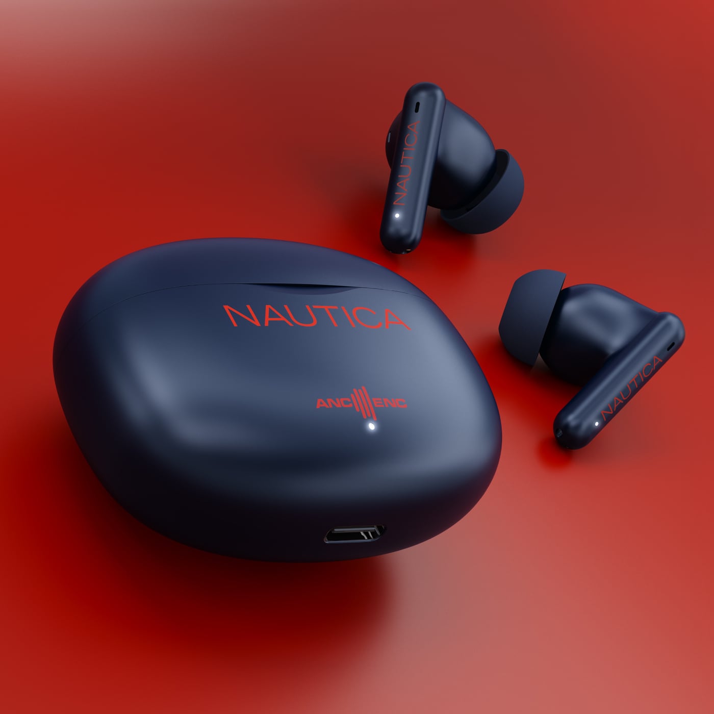 AUDÍFONOS INALÁMBRICOS NAUTICA NOISE CANCELLING ANC+ENC T680 ROJO-NAVY - 3