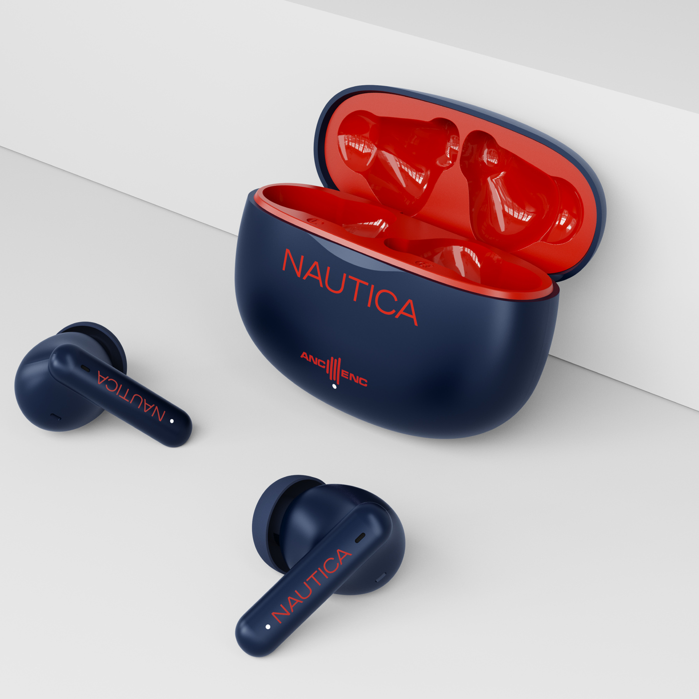 AUDÍFONOS INALÁMBRICOS NAUTICA NOISE CANCELLING ANC+ENC T680 ROJO-NAVY - 2
