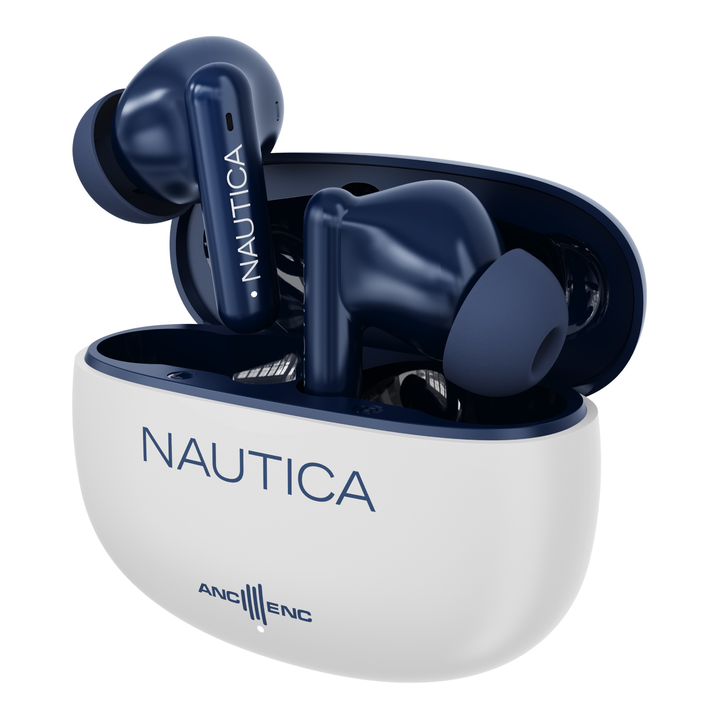 AUDÍFONOS INALÁMBRICOS NAUTICA NOISE CANCELLING ANC+ENC T680 BLANCO-NAVY - 1