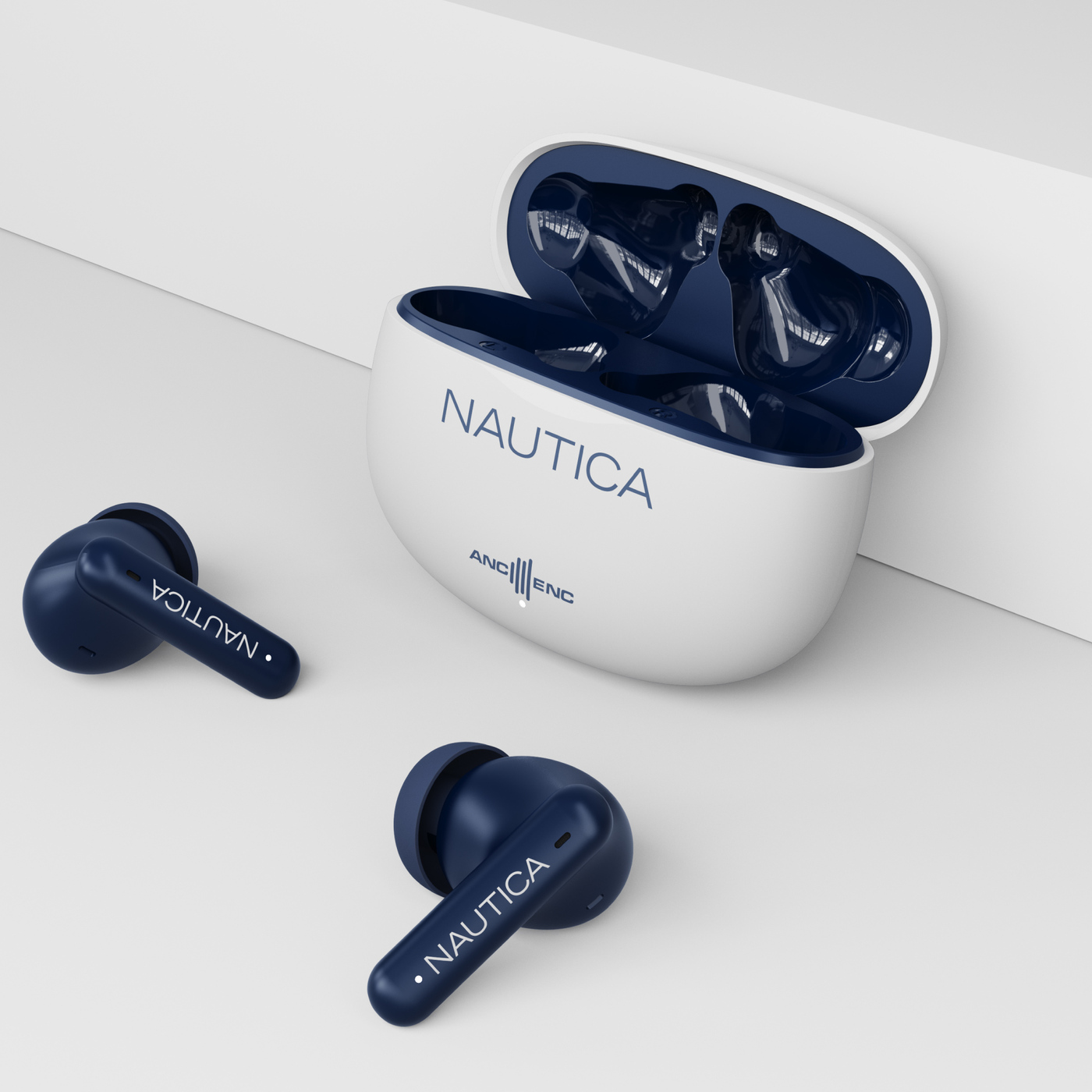 AUDÍFONOS INALÁMBRICOS NAUTICA NOISE CANCELLING ANC+ENC T680 BLANCO-NAVY - 2