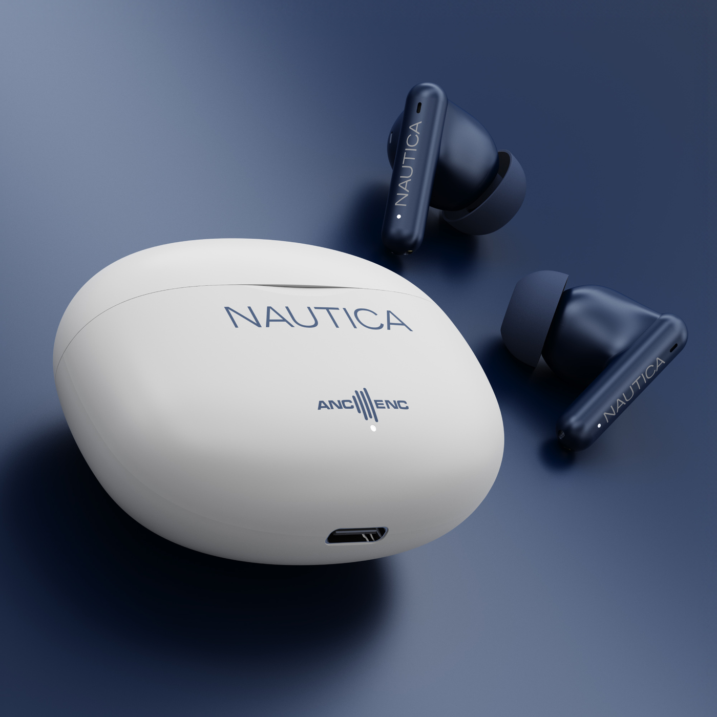 AUDÍFONOS INALÁMBRICOS NAUTICA NOISE CANCELLING ANC+ENC T680 BLANCO-NAVY - 3