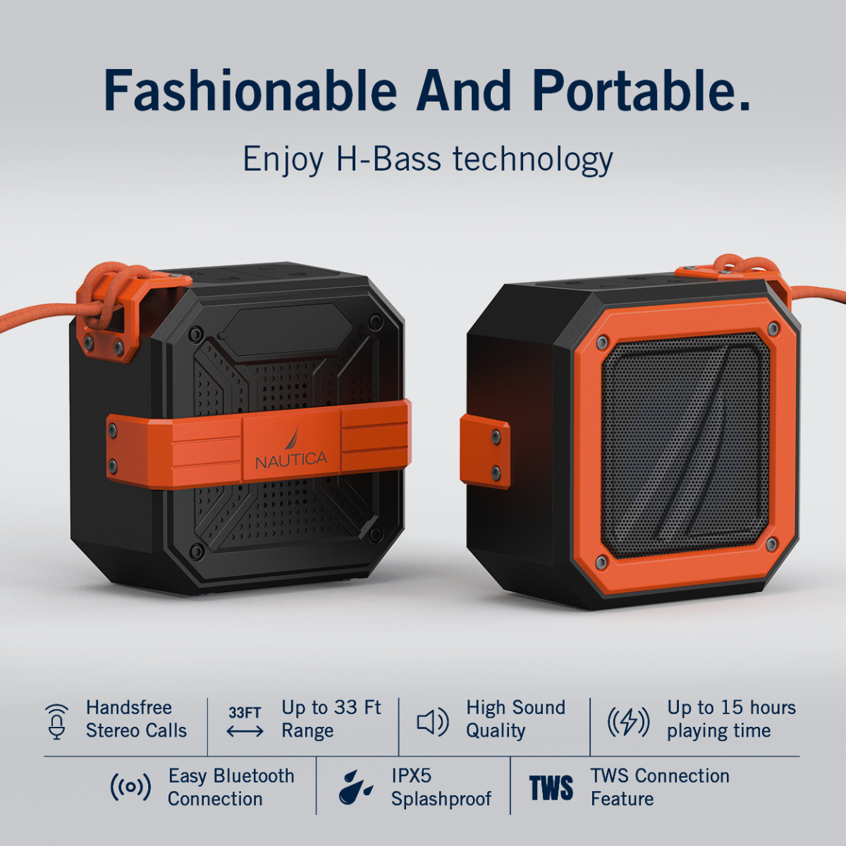 PARLANTE PORTÁTIL BLUETOOTH PARA EXTERIORES NÁUTICA S100 BLACK-KHAKI - 5