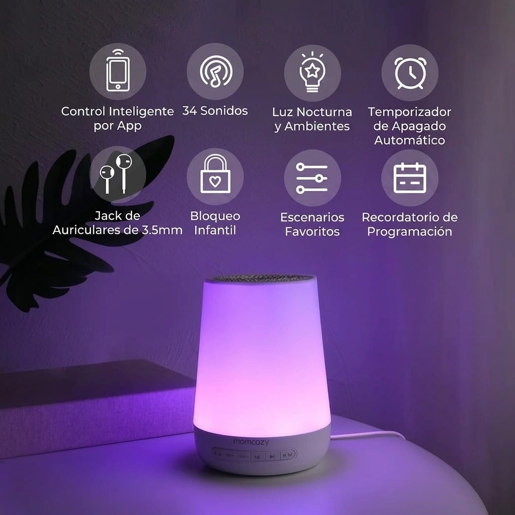 MONITOR DE SONIDO Y LÁMPARA INTELIGENTE PARA BEBÉS - RUIDO BLANCO - 2
