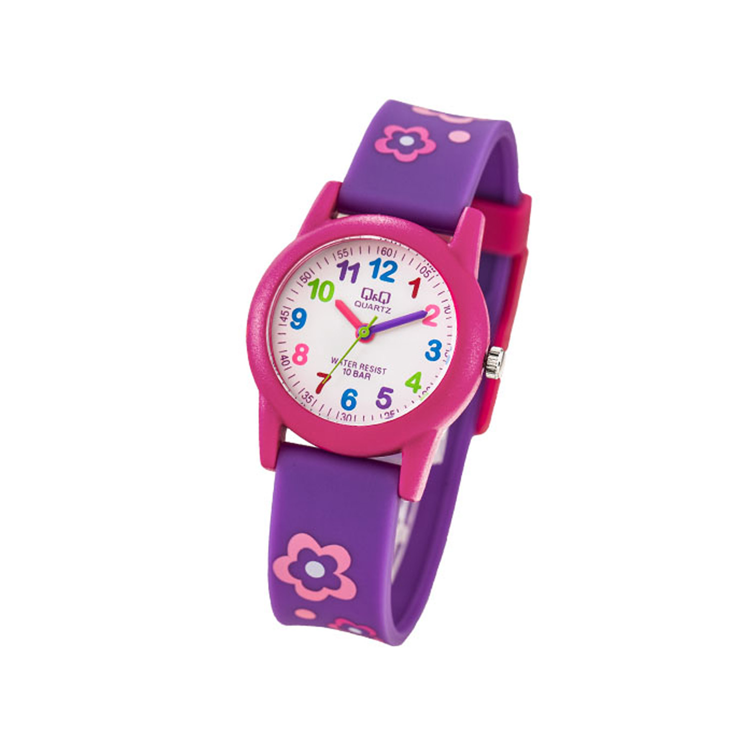 RELOJ Q&Q NIÑA ANÁLOGO ACUÁTICO ORIGINAL MORADO ROSA - 2