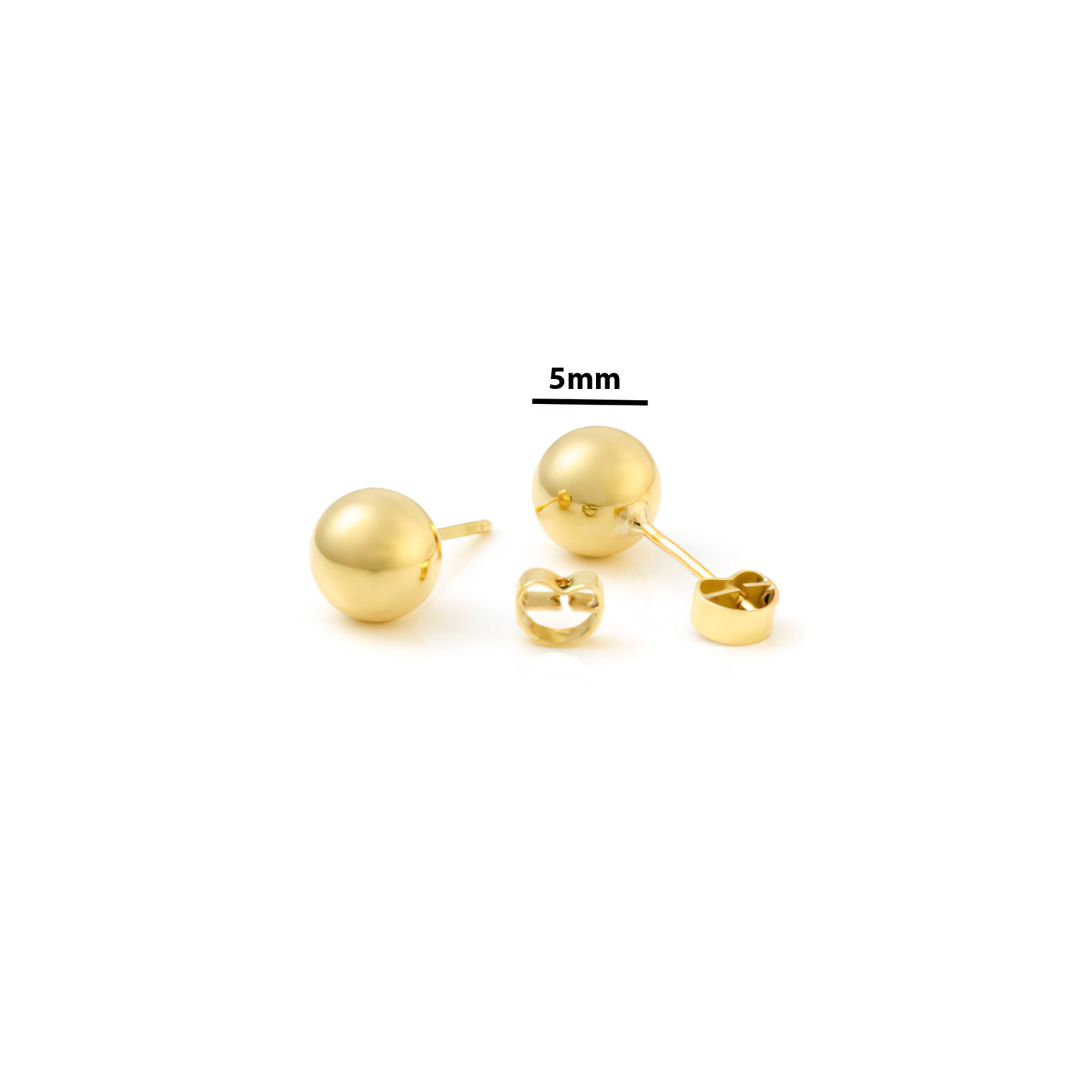 ARETES PARA BEBE DE ORO 18K ESTILO ABRIDORES MODELO CLASICO DISEÑO BOLITA DE 5MM REGALO IDEAL PARA RECIEN NACIDO - 2