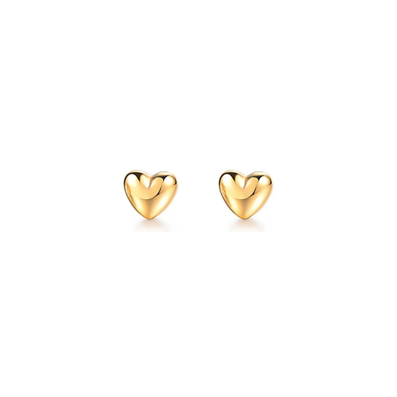 ARETES PARA BEBE DE ORO 18K ABRIDORES MODELO CLASICO DISEÑO CORAZÓN DE 5MM IDEAL REGALO PARA RECIEN NACIDO - 1