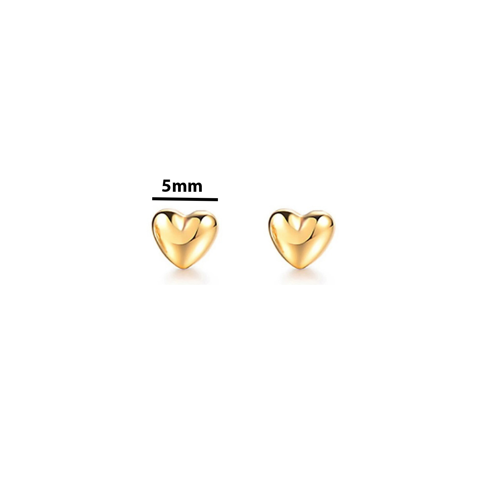 ARETES PARA BEBE DE ORO 18K ABRIDORES MODELO CLASICO DISEÑO CORAZÓN DE 5MM IDEAL REGALO PARA RECIEN NACIDO - 2