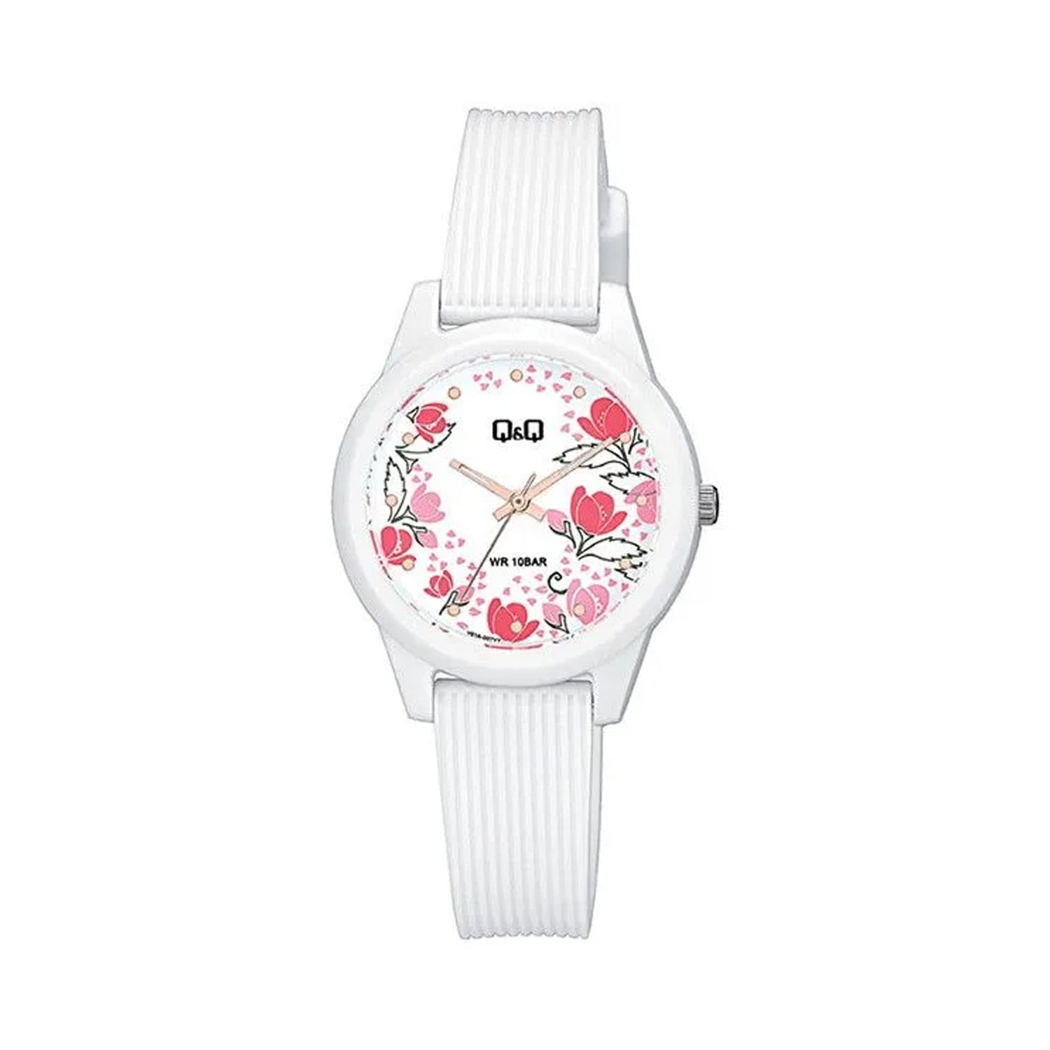 RELOJ Q&Q MUJER ANÁLOGO ACUÁTICO FLORES BLANCO - 1
