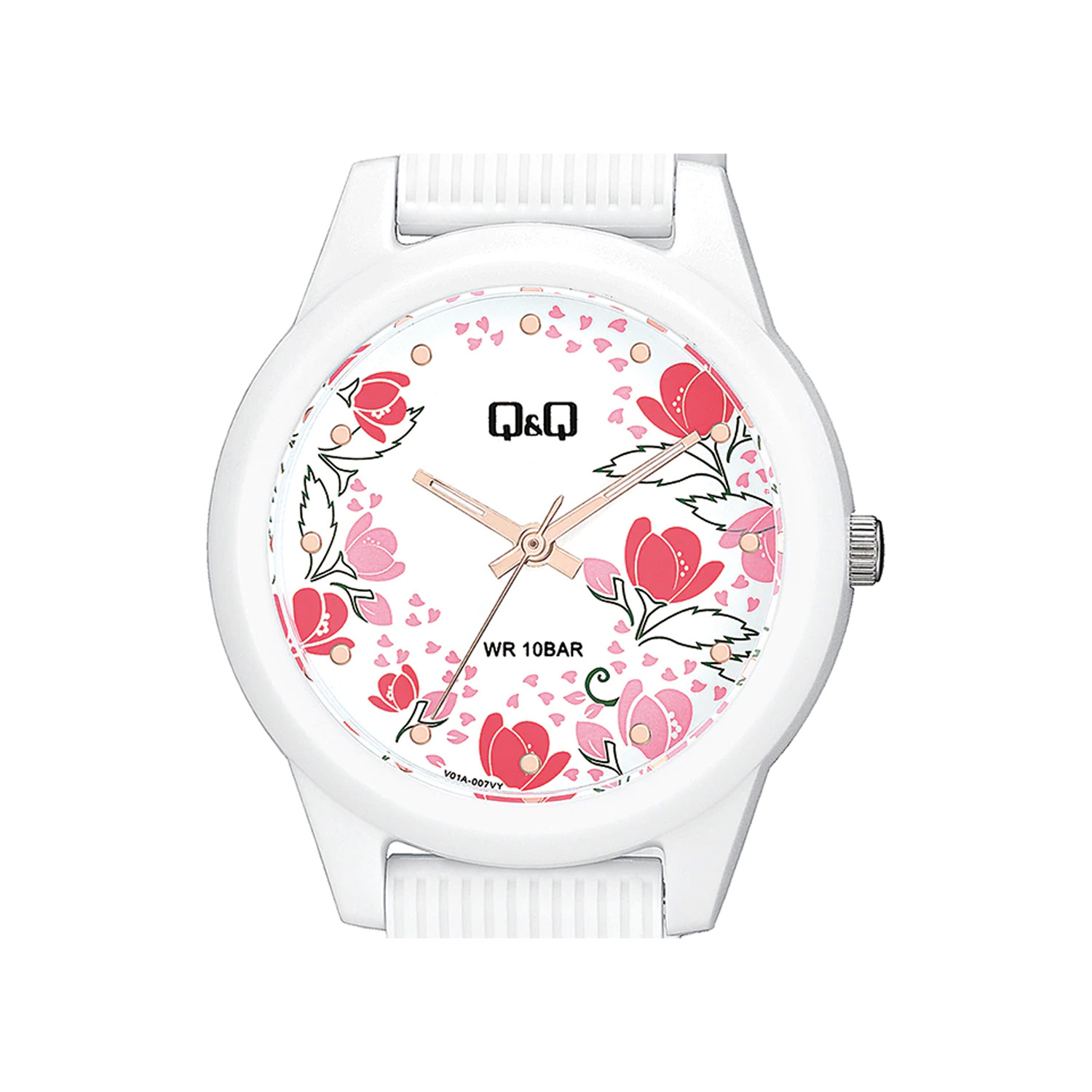 RELOJ Q&Q MUJER ANÁLOGO ACUÁTICO FLORES BLANCO - 2