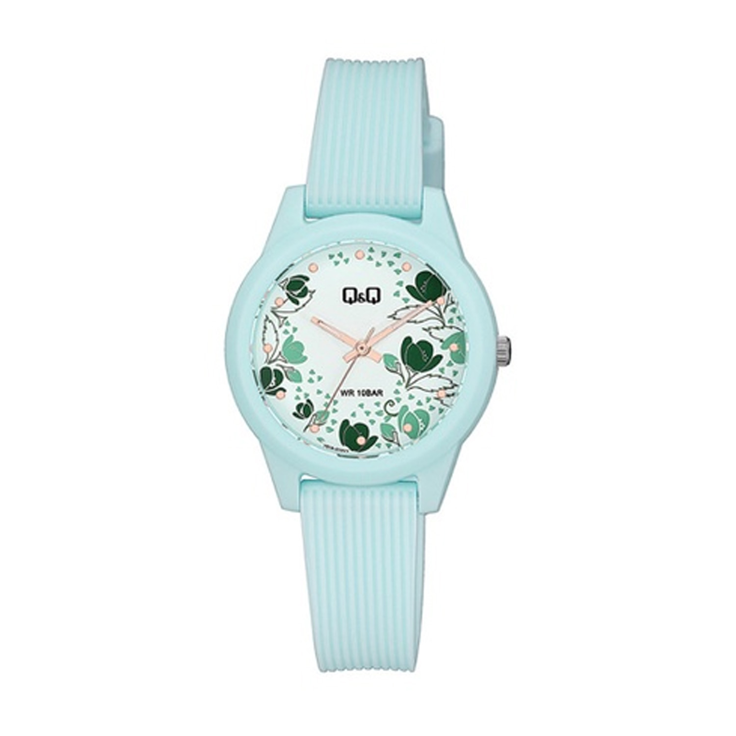 RELOJ Q&Q MUJER ACUÁTICO FLORES CELESTE - 1