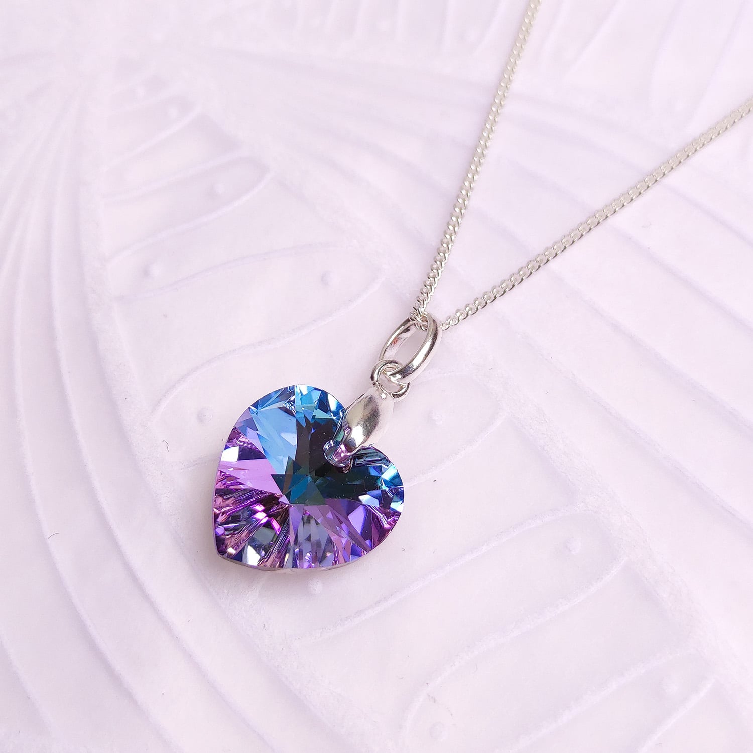 Collar de Plata 925 para Mujer con Dije Corazón Vitrail Light de Cristal - Regalo Ideal para Enamorar - 1