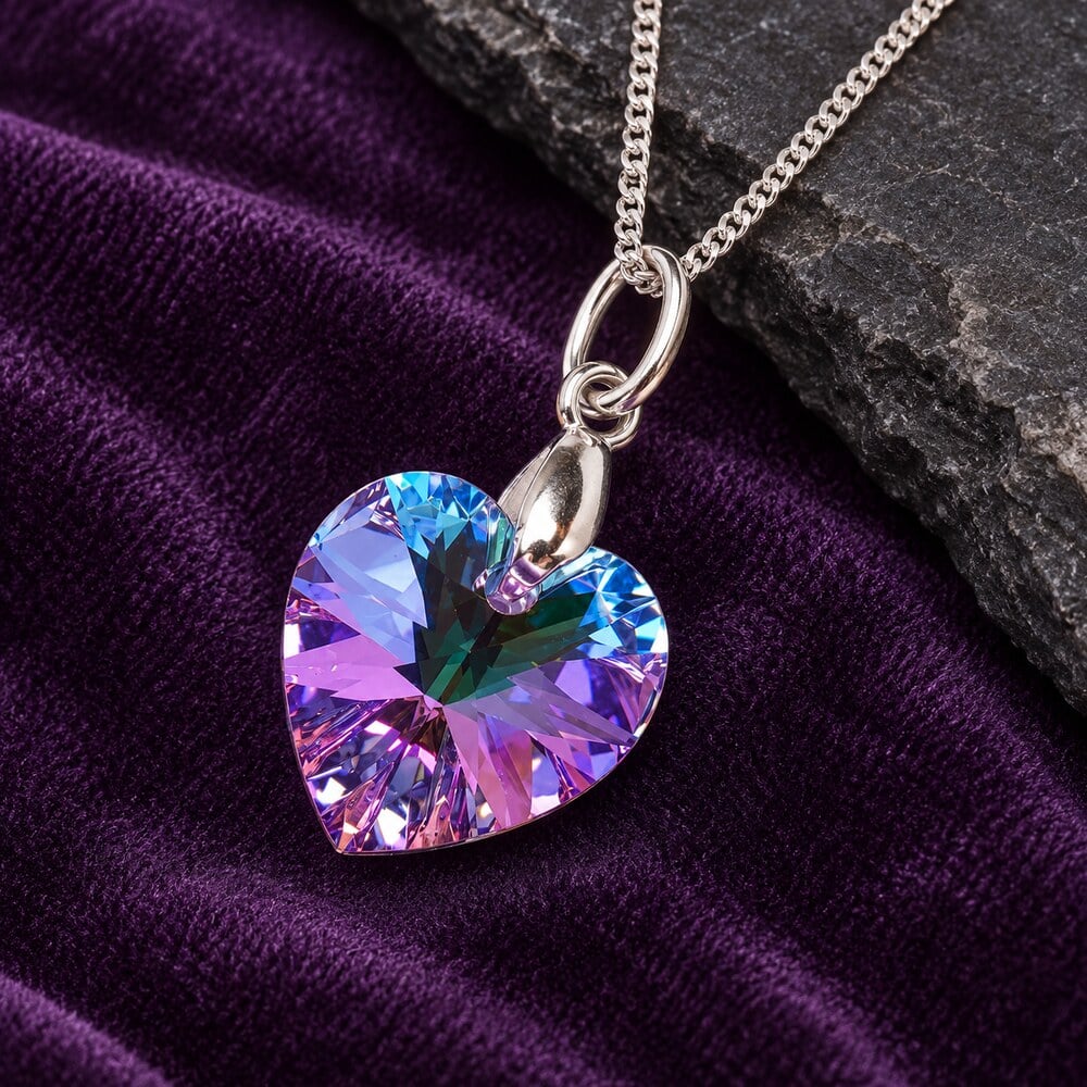 Collar de Plata 925 para Mujer con Dije Corazón Vitrail Light de Cristal - Regalo Ideal para Enamorar - 3