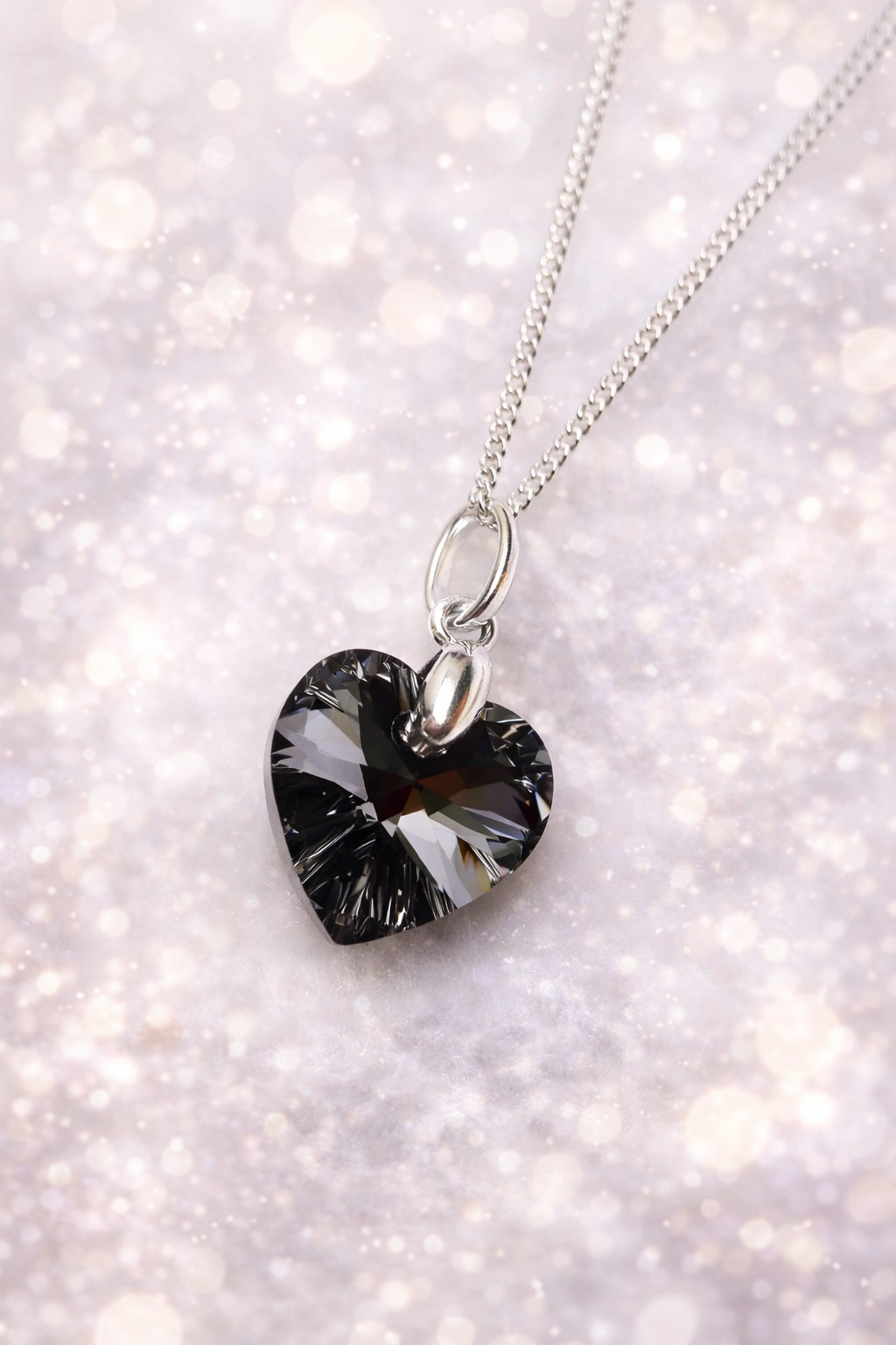 Collar de Plata 925 Mujer con Corazón de Cristal Negro - Joyería Fina - Regalo Romántico para Ella - 2