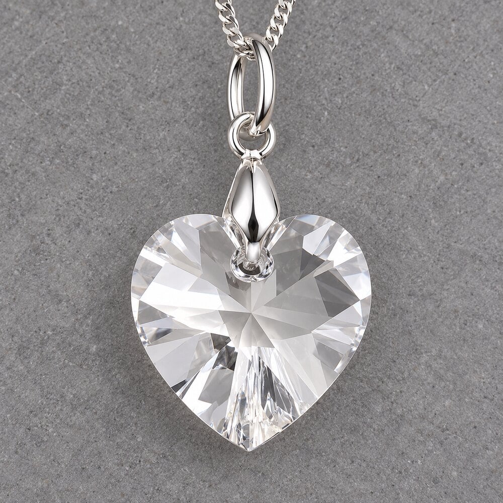 Collar de Plata 925 Mujer con Dije Corazón Cristal Blanco - Regalo Ideal para Enamorar - 3