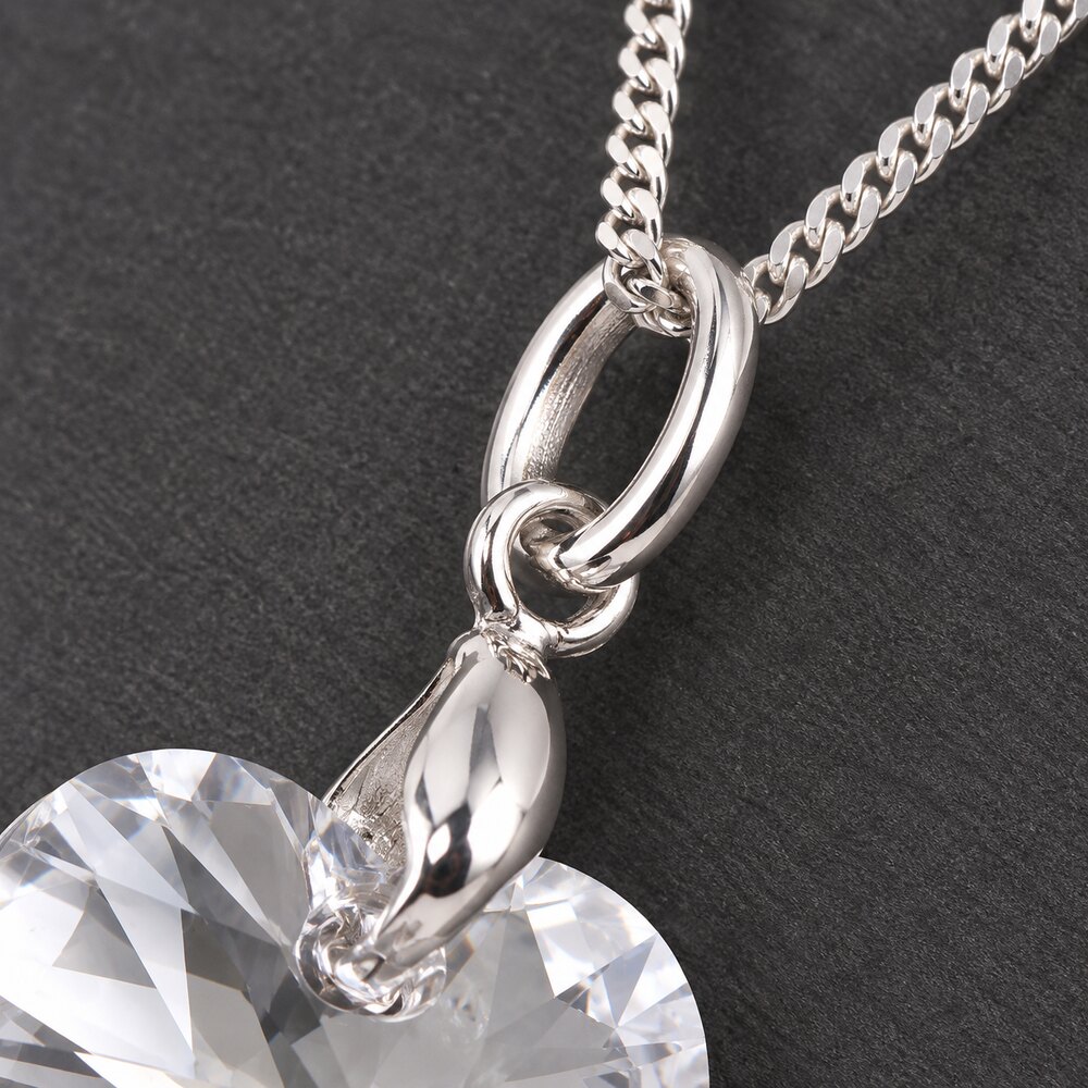 Collar de Plata 925 Mujer con Dije Corazón Cristal Blanco - Regalo Ideal para Enamorar - 4