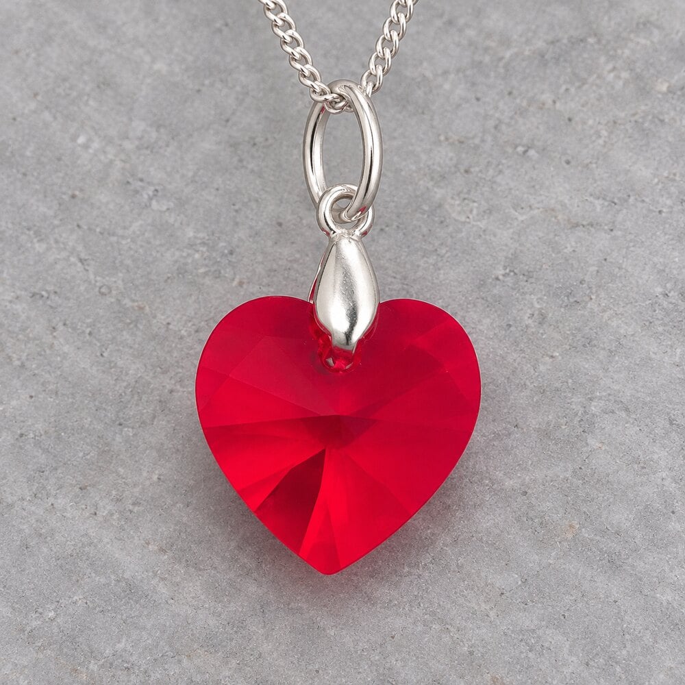 Collar de Plata 925 para Mujer con Dije Corazón de Cristal Rojo Romántico - Regalo Ideal para Ella - 3