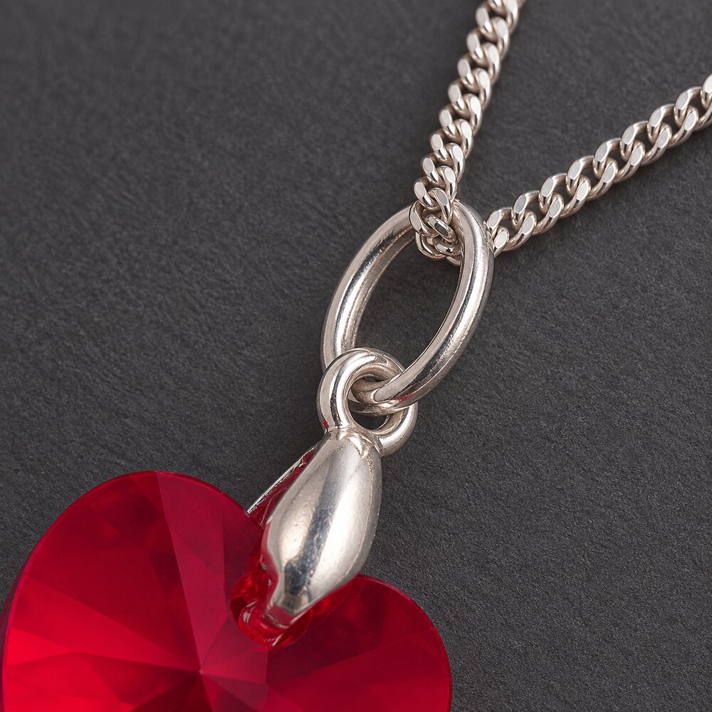 Collar de Plata 925 para Mujer con Dije Corazón de Cristal Rojo Romántico - Regalo Ideal para Ella - 4