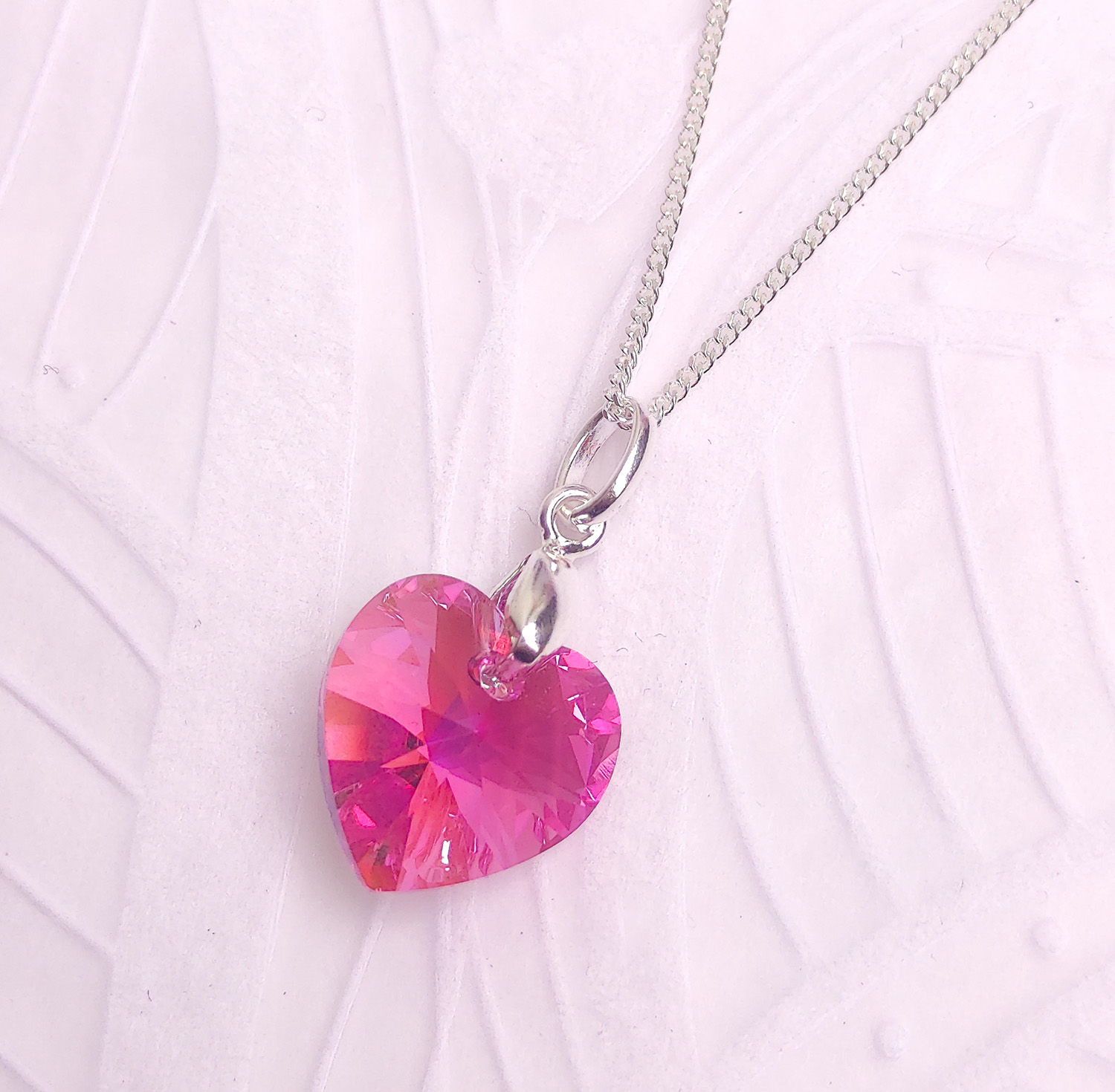 Collar de Plata 925 para Mujer con Dije Corazón Rosa de Cristal - Regalo Romántico y Elegante - 1