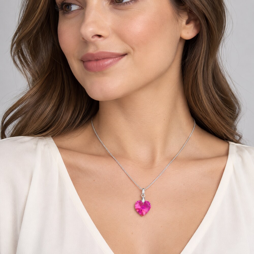 Collar de Plata 925 para Mujer con Dije Corazón Rosa de Cristal - Regalo Romántico y Elegante - 2