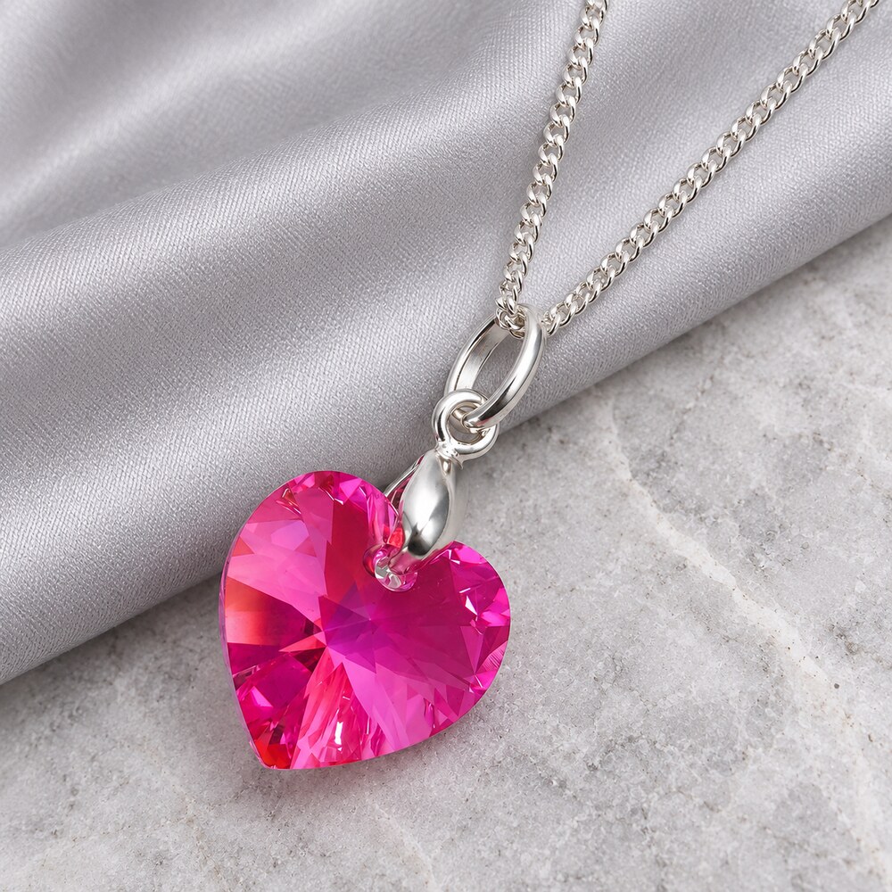 Collar de Plata 925 para Mujer con Dije Corazón Rosa de Cristal - Regalo Romántico y Elegante - 3