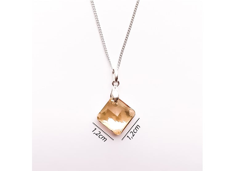 Collar de Plata 925 con Dije Rombo Ámbar - Cadena Fina y Elegante - Regalo Especial para Enamorar - 2