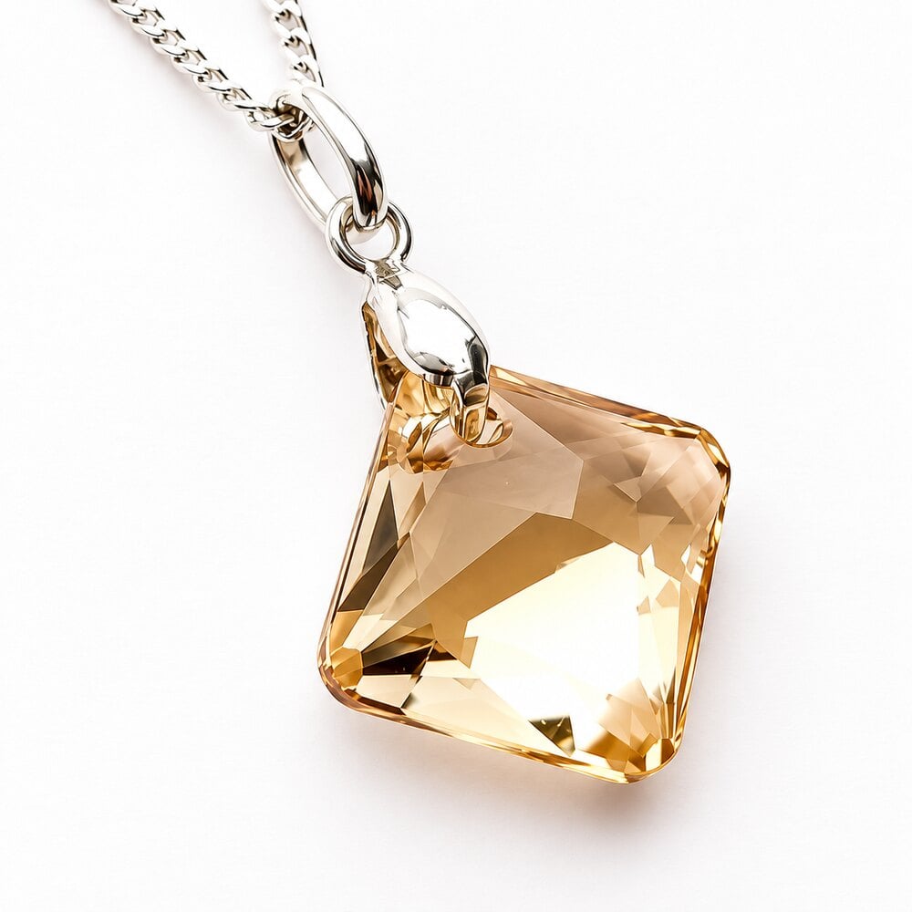 Collar de Plata 925 con Dije Rombo Ámbar - Cadena Fina y Elegante - Regalo Especial para Enamorar - 3