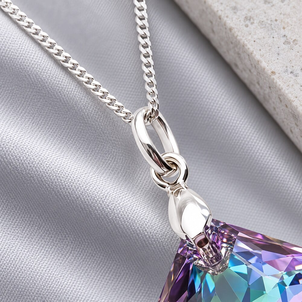 Collar de Plata 925 con Dije Rombo de Cristal Lila para Mujer Elegante - Regalo Especial para Enamorar - 4
