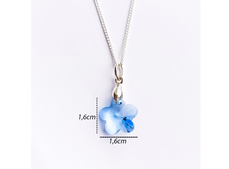 Collar de Plata 925 con Dije Flor Celeste de Cristal para Mujer - Regalo Elegante y Delicado - 2