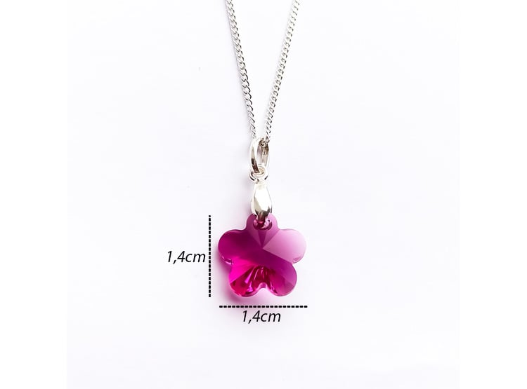 Collar de Plata 925 con Dije Flor Fucsia de Cristal para Mujer - Regalo Elegante y Delicado - 2