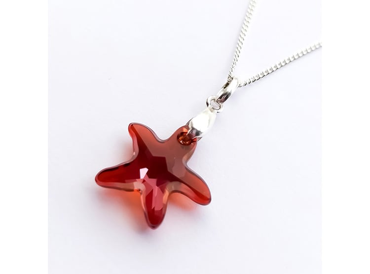 Collar de Plata 925 para Mujer con Dije Estrella de Mar Borgoña - Regalo Elegante y Femenino - 1