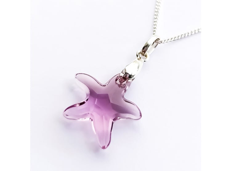 Collar de Plata 925 para Mujer con Dije Estrella de Mar Lila - Regalo Elegante para Sorprender - 1