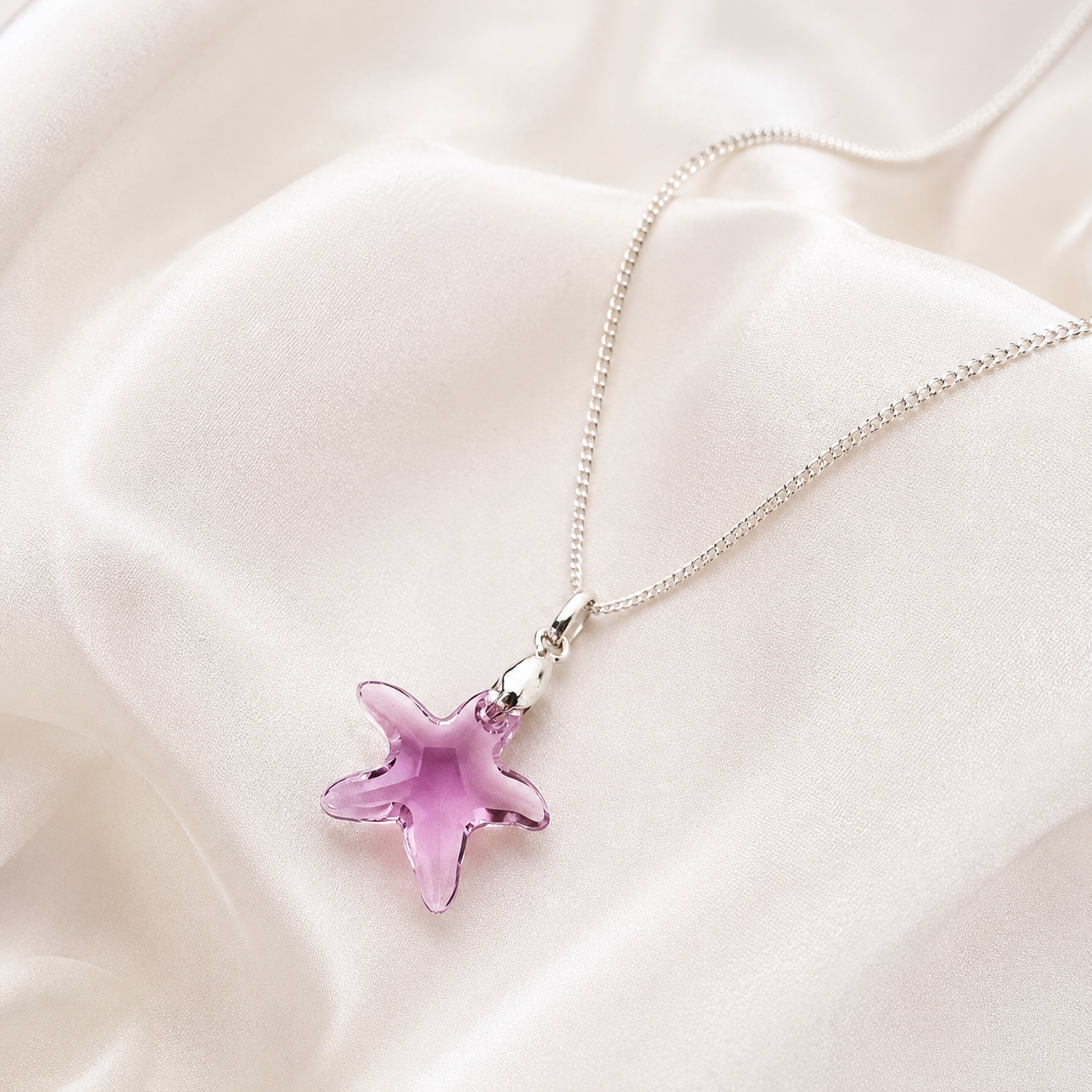 Collar de Plata 925 para Mujer con Dije Estrella de Mar Lila - Regalo Elegante para Sorprender - 1